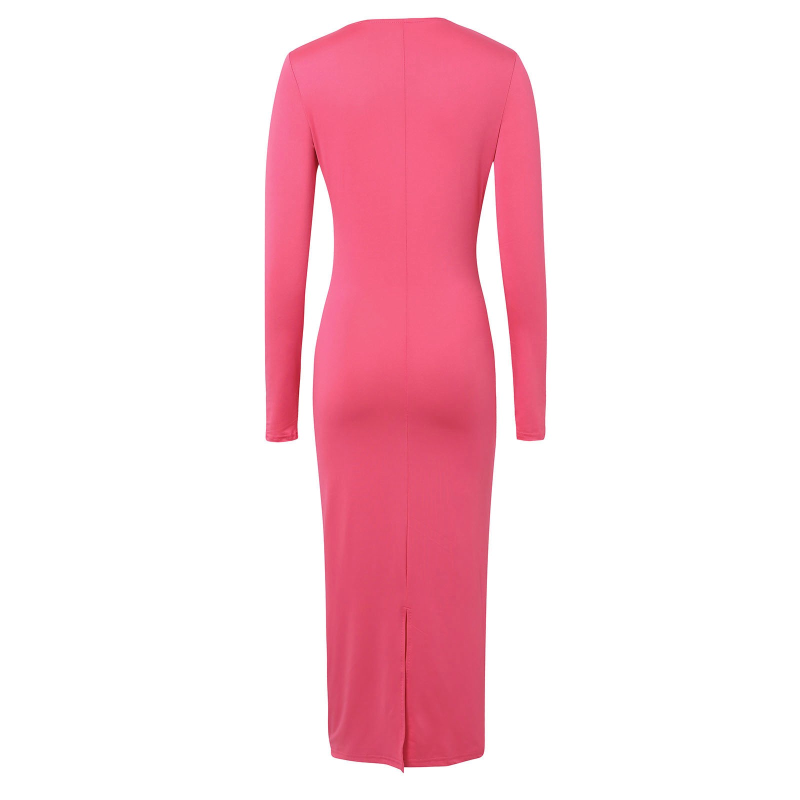 thumbnail image 5 of 2025 Vestido largo ajustado de color liso para mujer: poliéster, cintura imperio, temperamento elegante, lavable a máquina, tallas S-L, contorno de pecho 76-100 cm, 5 of 8